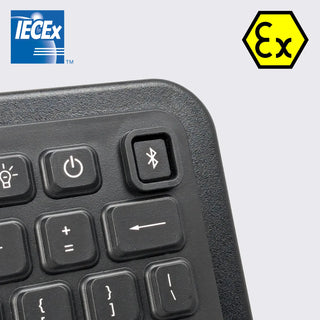 Armadex Ex BT-Key-02 ATEX keyboard, angled view