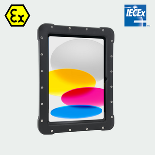 ATEX iPad A16 in Armadex UniCase certified enclosure, front view