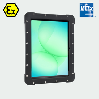 ATEX Galaxy Tab A11 plus in Armadex UniCase certified enclosure, front view