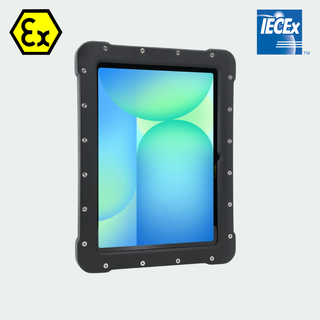 ATEX Galaxy Tab S10 FE in Armadex UniCase certified enclosure, front view